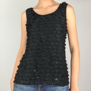 Serenade New York Metallic Ruffle Sleeveless Blouse